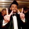 O rapper The Weeknd também estava bastante contente nos bastidores Grammy 2016
