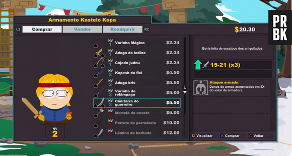 A loja do jogo de "South Park: Stick Of Truth". Com o dinheiro que você encontra por aí e ganha em missões, pode comprar novos itens