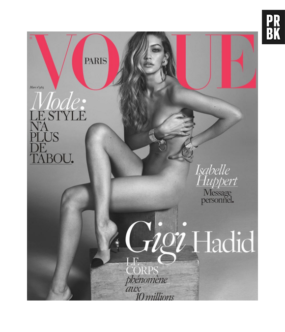 Gigi Hadid ficou nua no Instagram ao publicar a capa da Vogue que estampava