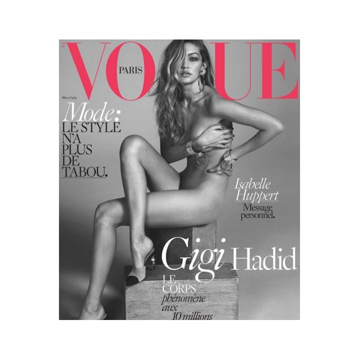 Gigi Hadid ficou nua no Instagram ao publicar a capa da Vogue que estampava