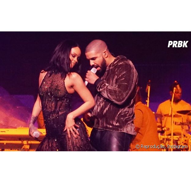 Rihanna e Drake vão juntos à boate e trocam carinhos