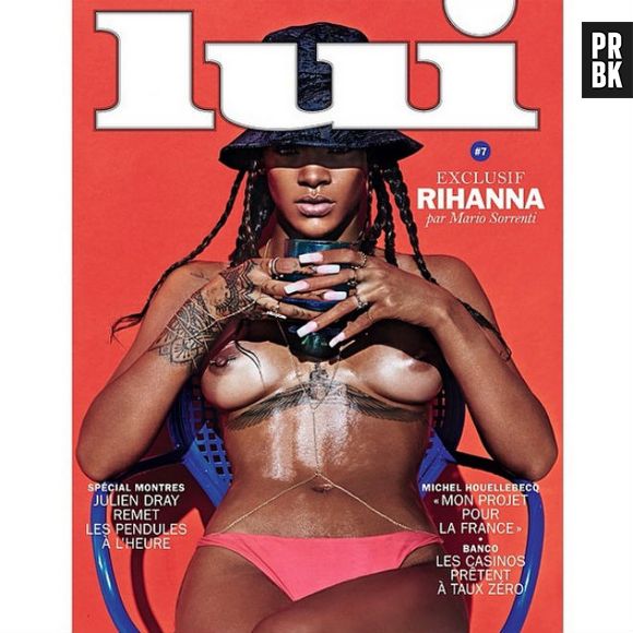 A cantora Rihanna compartilhou fotos em que aparece seminua para a revista francesa "LUI"