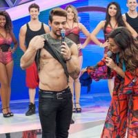 Sabrina Sato dá confere no "tanquinho" de Lucas Lucco em programa da Record