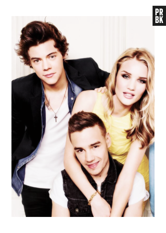 O One Direction já participou de um ensaio fotográfico com Rosie Huntington-Whiteley para a revista "Glamour", no início do ano