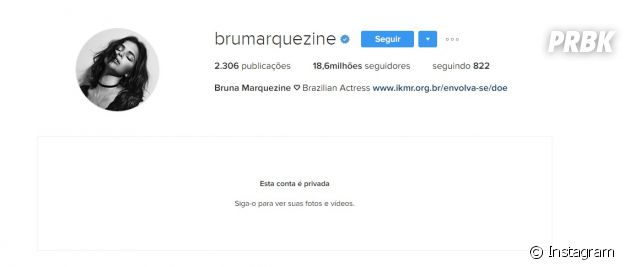 Instagram de Bruna Marquezine agora é privado