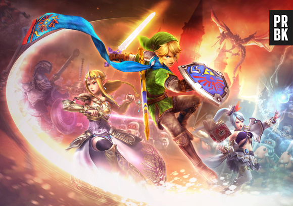 Link, Zelda e Lana juntos em "Hyrule Warriors"