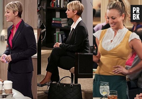 A Penny usava um uniforme feinho quando trabalhava na Cheesecake Factory, agora como assistente ela usa terninhos super estilosos em "The Big Bang Theory"