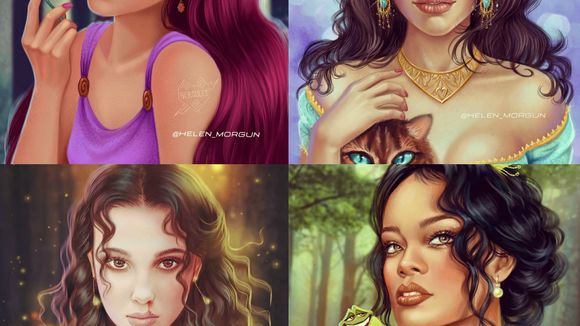 De Ariana Grande a Millie Bobby Brown, artista transforma famosos em personagens da Disney