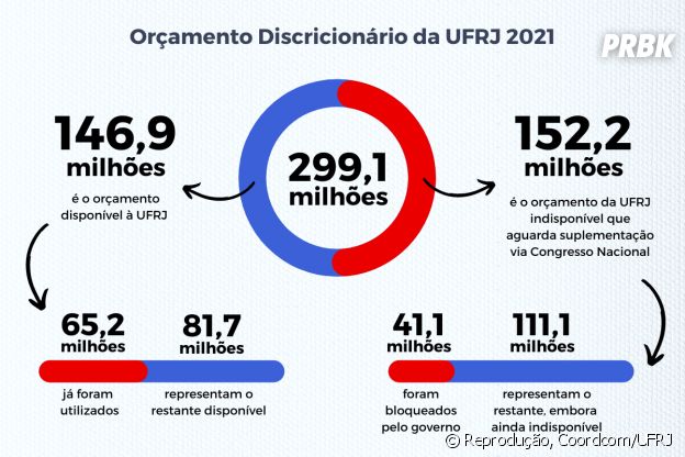 UFRJ: do dinheiro aprovado para o orçamento em 2021, R$41,1 milhões foram bloqueados pelo governo federal