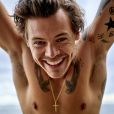 Com um sorriso perfeito e tatuagens à mostra, Harry Styles entregou tudo neste ensaio da Rolling Stone