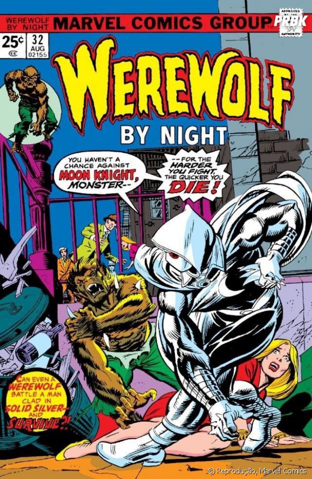 O Cavaleiro da Lua fez sua estreia na 32ª edição de "Werewolf by Night", lutando com o Lobisomen