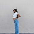 Sabina Hidalgo: em um dos primeiros looks de grávida, ela já apostava em jeans + cropped
