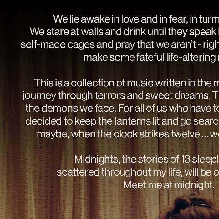 Taylor Swift publicou um manifesto sobre as 13 músicas do &quot;Midnights&quot;