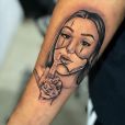 Namorado de Bia Miranda tatuou o rosto da amada no braço