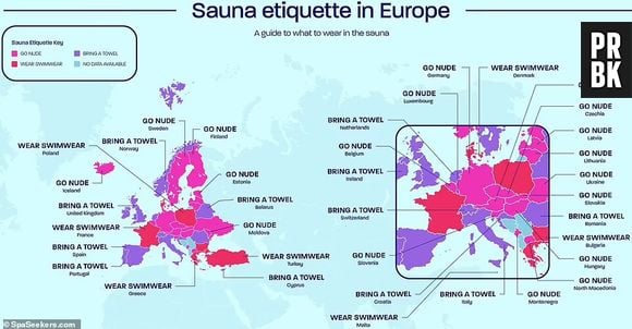 No total, há 23 países nos quais a experiência da sauna completamente nua é incentivada