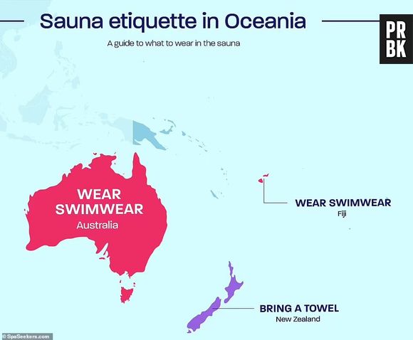 Neozelandeses levam toalha para a sauna, enquanto a roupa de banho é preferida na Austrália e em Fiji