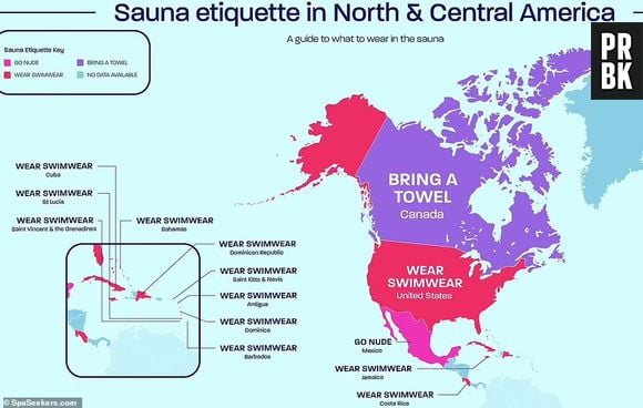 Na América Central, é melhor ficar nu no México, mas usar roupas de banho é comum em Cuba, Bahamas e Costa Rica