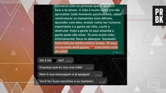 Troca de mensagens entre Larissa Manoela e sua mãe