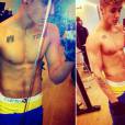 O popstar Justin Bieber registrou seu momento academia e compartilhou com as  beliebers  todo os seu músculos
