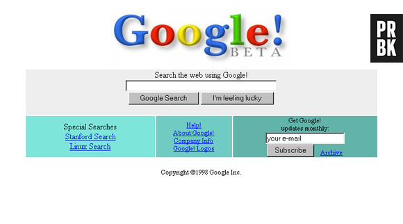 Essa a carinha do Google em 1998, quando foi criado.