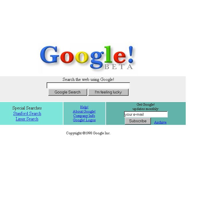 Essa a carinha do Google em 1998, quando foi criado.