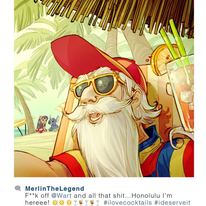 Como é possível ver no Instagram, até o mago Merlin está aproveitando a vida