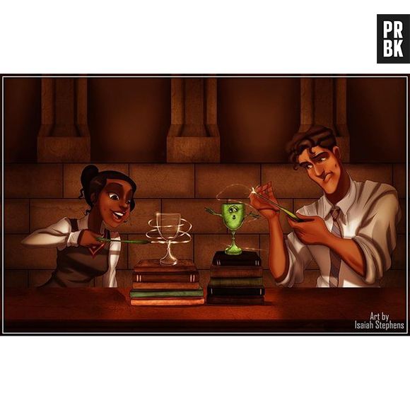 Tiana, de "A Princesa e o Sapo", está tentando aprender alguns feitiços em Hogwarts