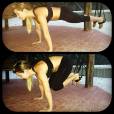Em foto postada por Fernanda Souza em seu Instagram, a atriz mostra que faz exercícios de força e equilíbrio para manter a forma