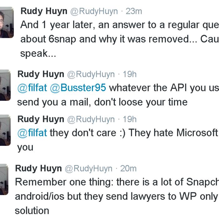 Em seu Twitter, Rudy Huyn desconsidera app para Snapchat e afirma que empresa odeia a Microsoft