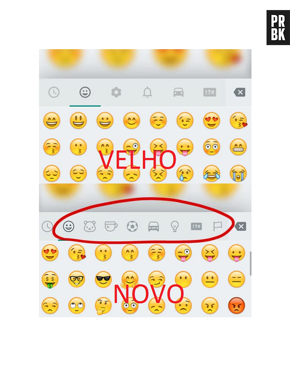 Whatsapp mudou as abas do mensageiro pra organizar melhor os emojis