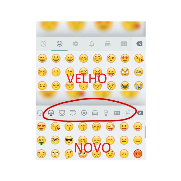Whatsapp mudou as abas do mensageiro pra organizar melhor os emojis