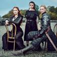 De "Game of Thrones": na 6ª temporada, Sansa (Sophia Turner), Arya (Maisie Williams) e Brienne of Tarth (Gwendoline Christie) surgem juntas em ensaio fotográfico