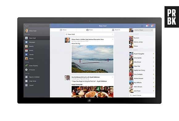 Aparência do Facebook no novo Windows 8.1.