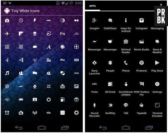 Minimalista e sofisticado, o Tiny White Icon Pack troca os ícones coloridos por outros menores e brancos