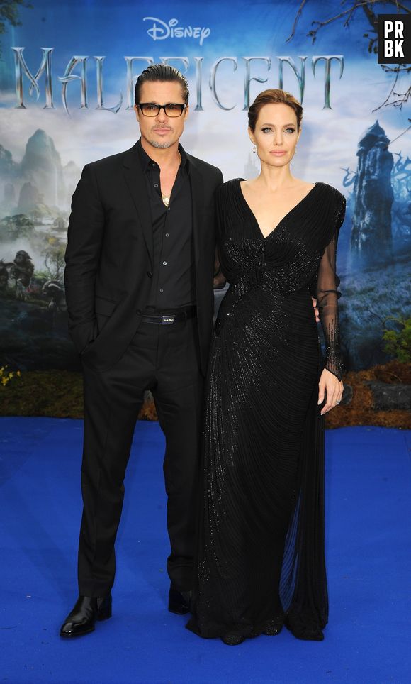 Angelina Jolie e Brad Pitt participam de evento de divulgação do filme "Malévola", em Londres na Inglaterra, nesta quinta-feira, 8 de maio de 2014