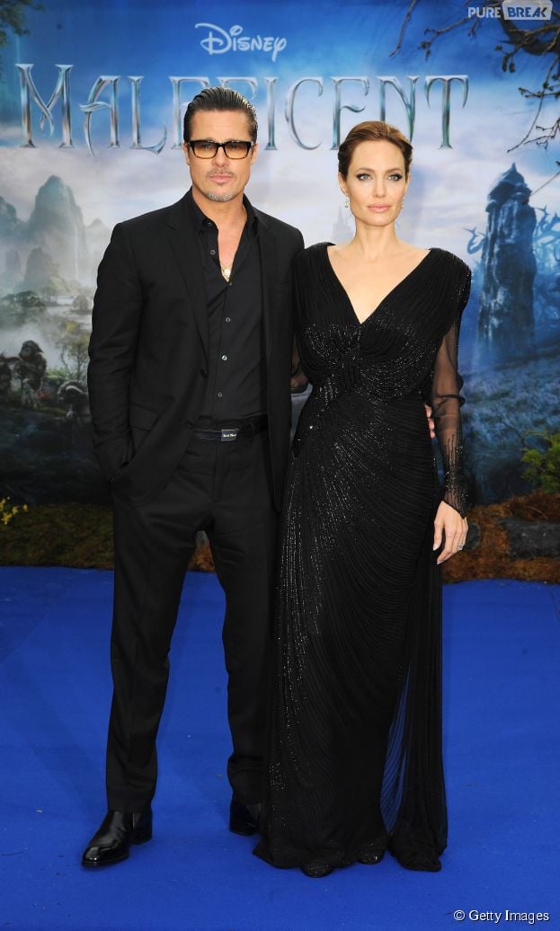 Angelina Jolie e Brad Pitt participam de evento de divulga&ccedil;&atilde;o do filme "Mal&eacute;vola", em Londres na Inglaterra, nesta quinta-feira, 8 de maio de 2014