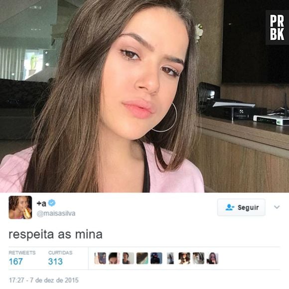 Tweet da Maisa Silva "Respeita as mina"