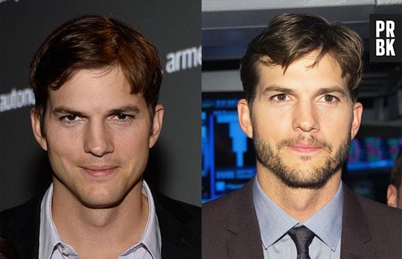 Ashton Kutcher com e sem barba