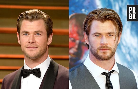 Chris Hemsworth com e sem barba