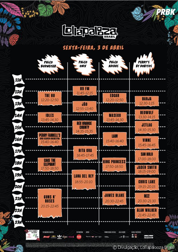 Lollapalooza 2020: Rita Ora, Lana Del Rey e mais se apresentam no dia 3 de abril