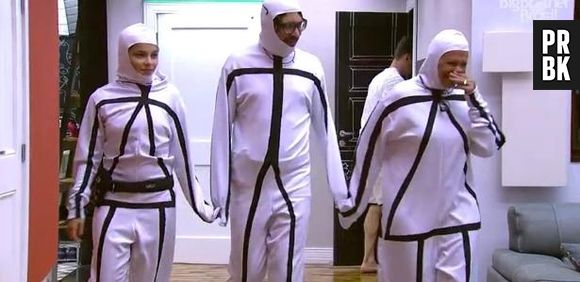 Emilly, Ilmar e Ieda vestem roupa que une os três para Castigo do Monstro no "BBB17"
