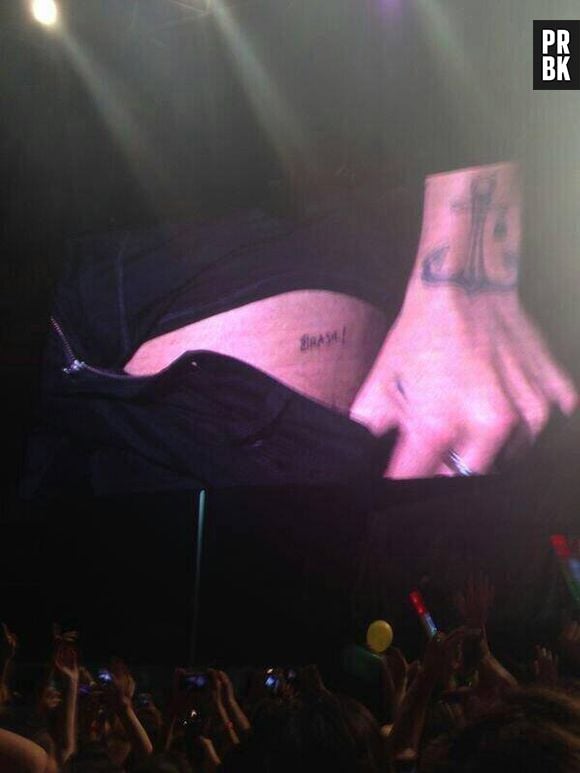 Harry Styles abaixa a calça e mostra tatuagem nova durante show do One Direction no Rio de Janeiro