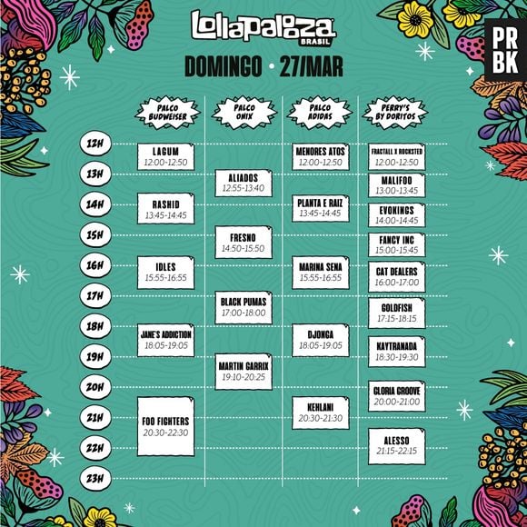 Lollapalooza Brasil: veja os horários de 27 de março (domingo)!