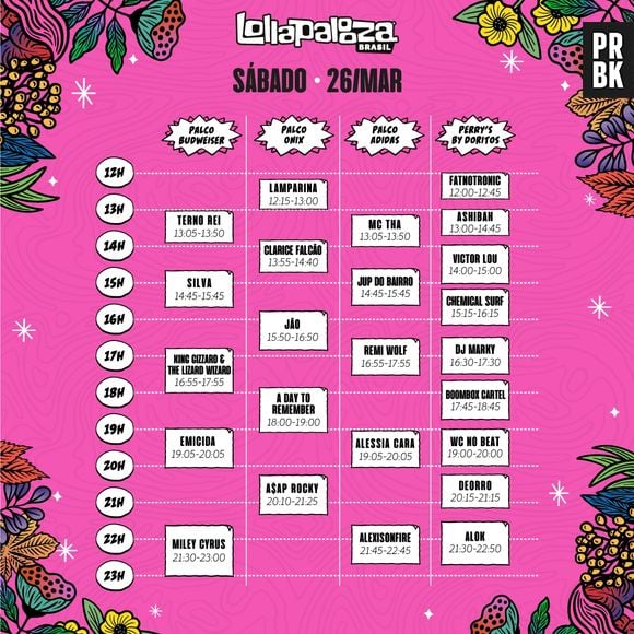 Lollapalooza Brasil: confira os horários de 26 de março (sábado)!