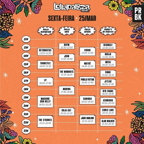 Lollapalooza Brasil: veja os horários de 25 de março (sexta-feira)!