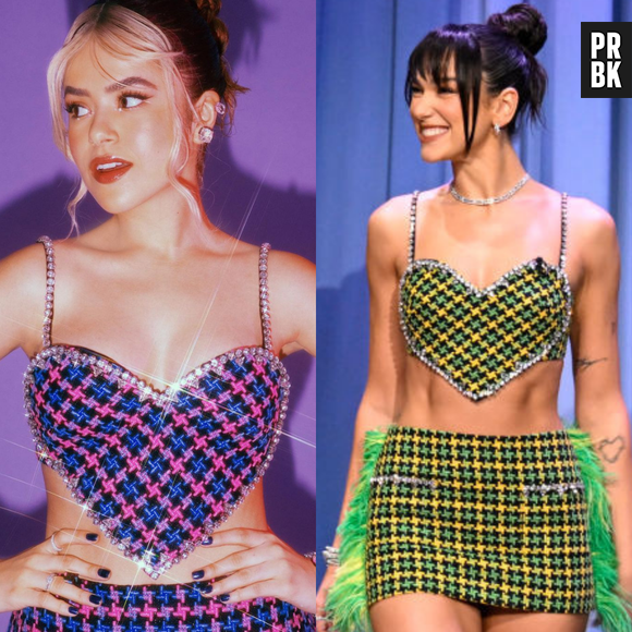 Maisa e Dua Lipa usam look xadrez. Vote em quem vestiu melhor!