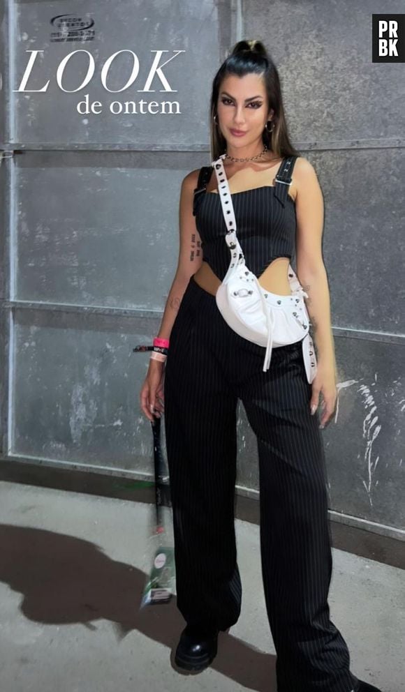 Rock in Rio: Nah Cardoso foi ver show de Avril Lavigne com look preto e branco