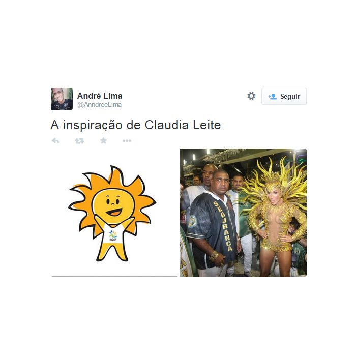  Depois da abertura da Copa do Mundo, chegou a vez de&amp;nbsp;Claudia Leitte ser comparada com o mascote do Pan 