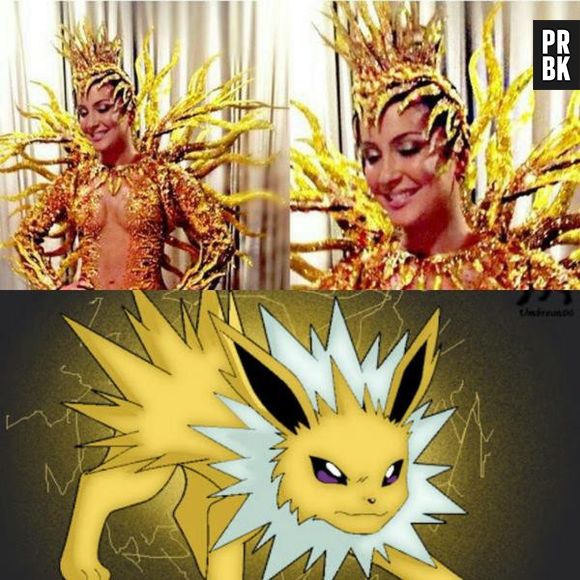 Eletrizando a Sapucaí, o look de Claudia Leitte lembra muito o Pokémon Jolteon