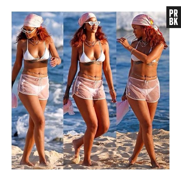 Rihanna esbanjando beleza em praia deserta do Havaí